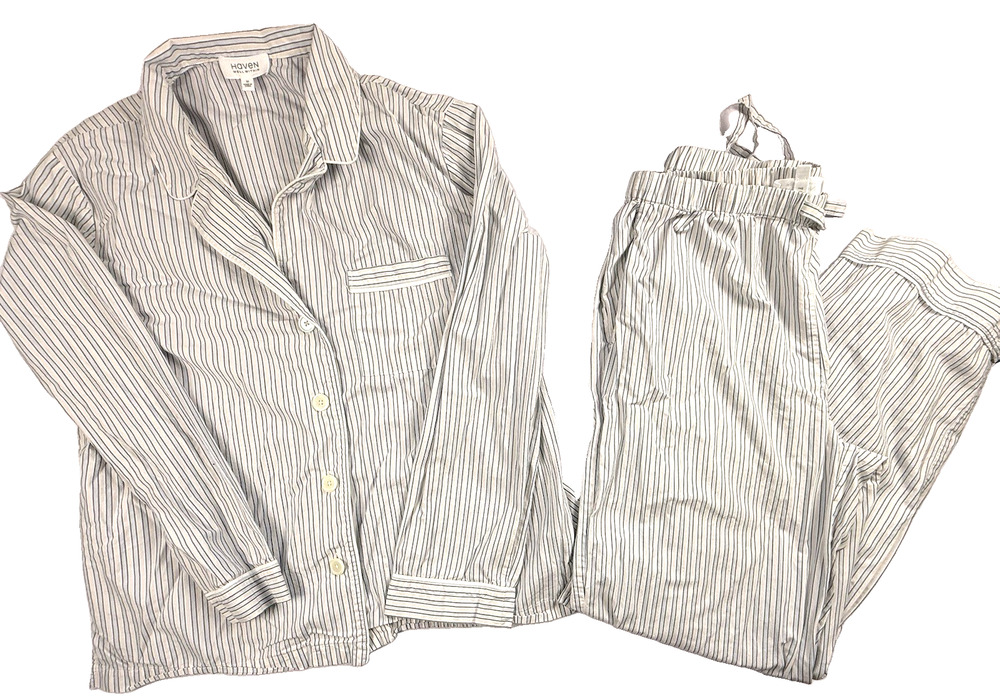 Haven Well Within Pajama Set Organic Cotton Poplin Stripe Medium Classic Preppy